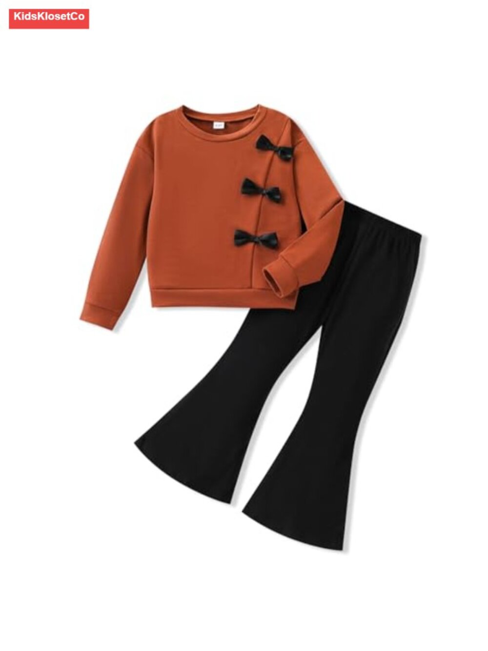 Toddler Girl Letter Print Sweatshirt Flared Pants 2 Piece Outfit Set